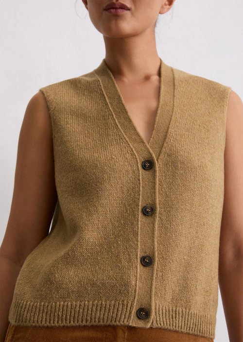 Sleeveless knitted vest relaxed — Salted Caramel