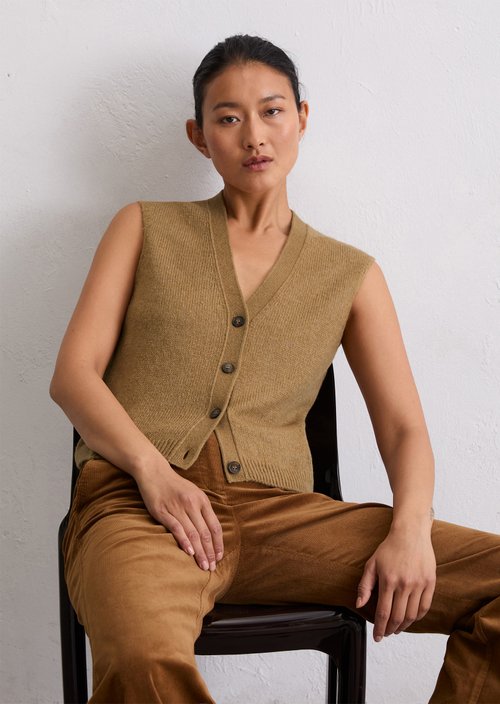 Sleeveless knitted vest relaxed — Salted Caramel