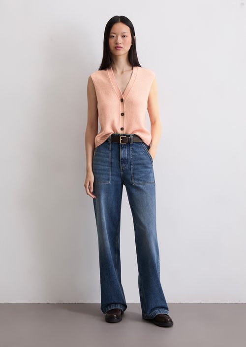 Sleeveless knitted vest relaxed — Pastel Rose