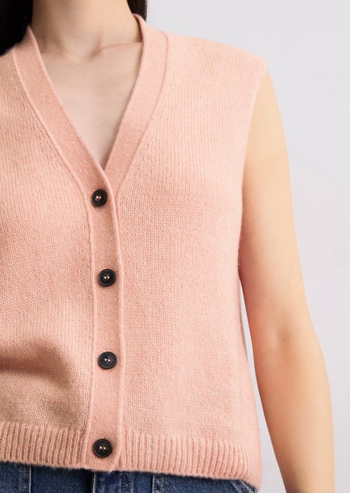 Sleeveless knitted vest relaxed — Pastel Rose