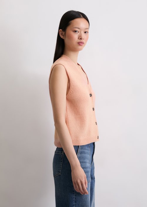 Sleeveless knitted vest relaxed — Pastel Rose