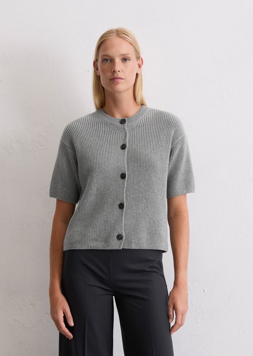 Short sleeve cardigan loose — Light Grey Melange