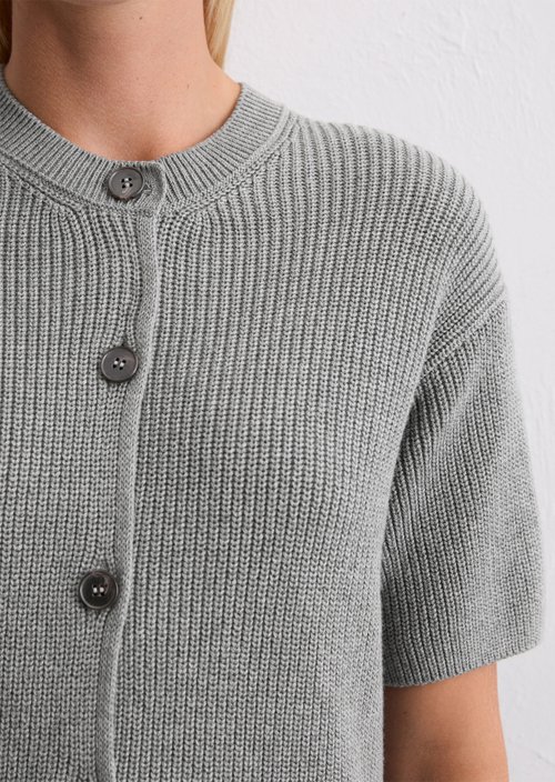 Short sleeve cardigan loose — Light Grey Melange