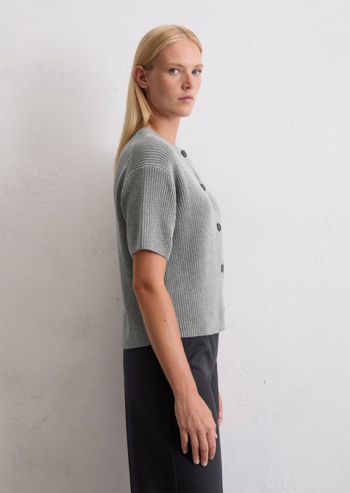 Short sleeve cardigan loose — Light Grey Melange