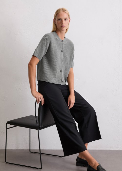 Short sleeve cardigan loose — Light Grey Melange
