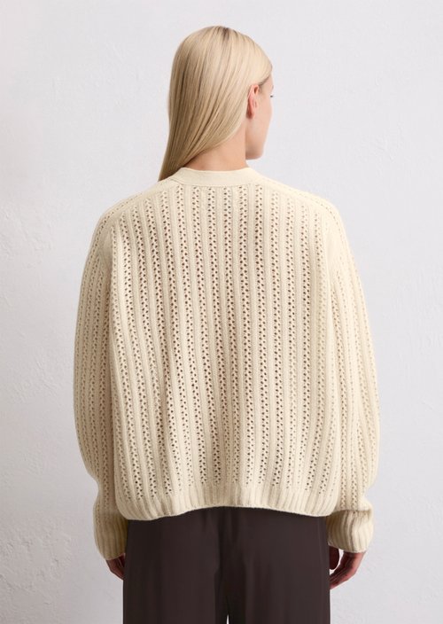 Ajour cardigan oversize — Light Oat
