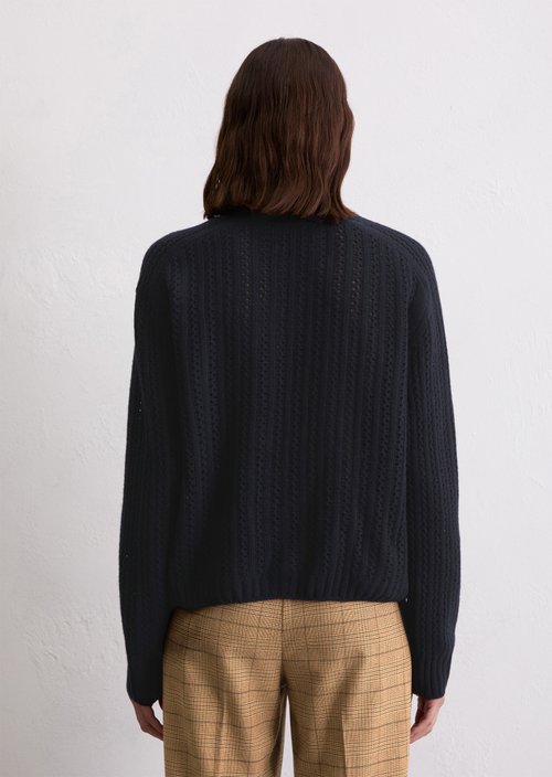 Ajour cardigan oversize — Deep Night Blue
