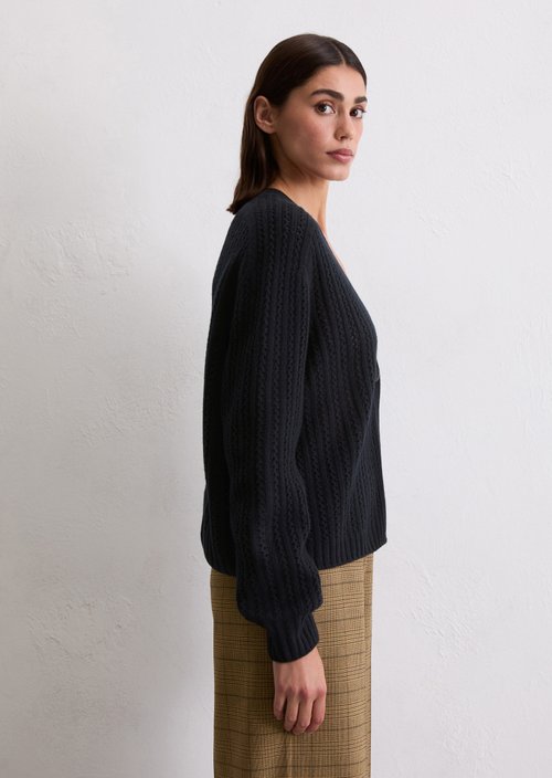 Ajour cardigan oversize — Deep Night Blue