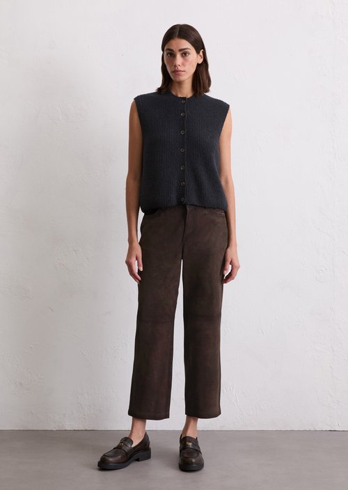 Sleeveless knitted vest regular — Deep Night Blue