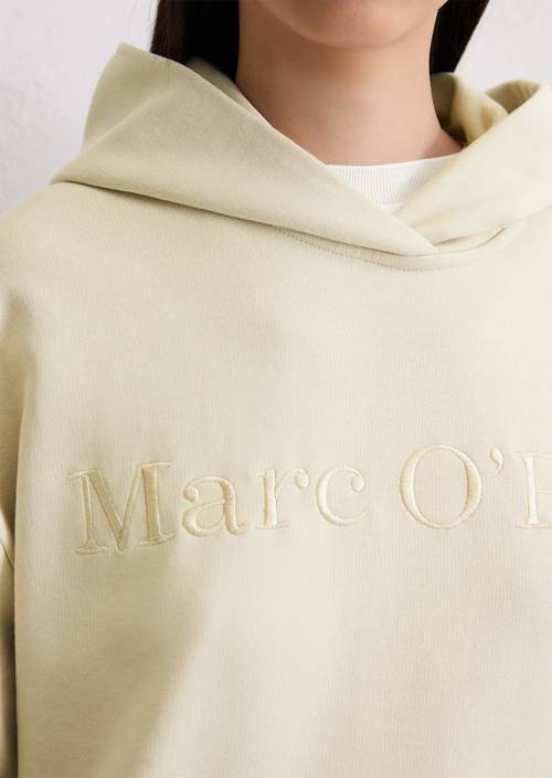 Logo sweatshirt met capuchon relaxed Light Oat in detailaanzicht