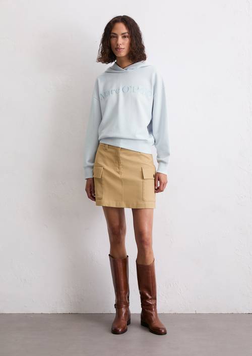 Logo sweatshirt met capuchon relaxed Calm Blue in vooraanzicht