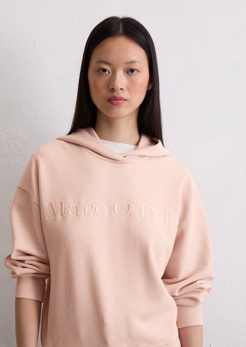 Logo sweatshirt met capuchon relaxed Pastel Rose in vooraanzicht