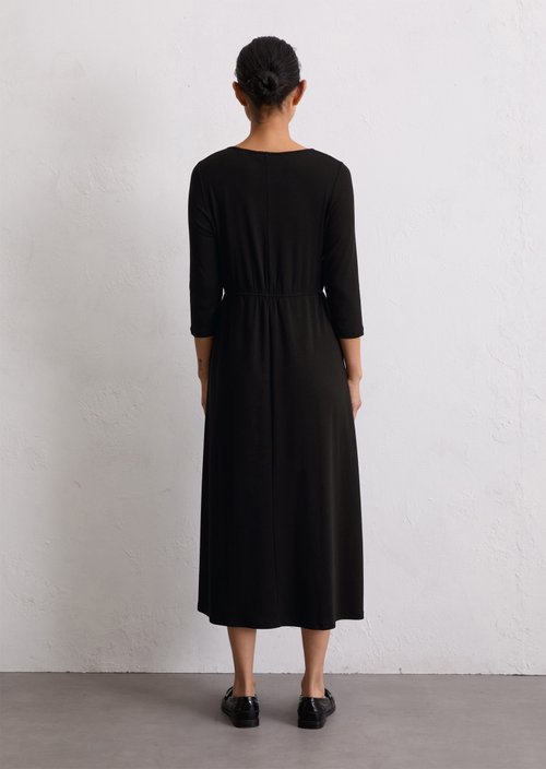 Long jersey dress flared — Black