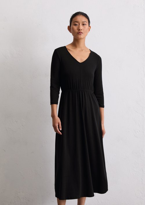 Long jersey dress flared — Black