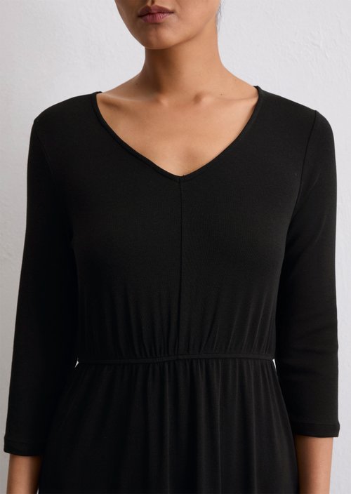 Long jersey dress flared — Black