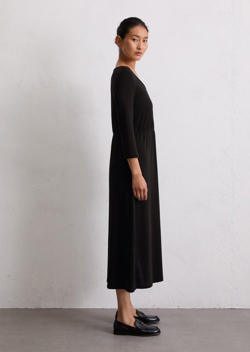Long jersey dress flared — Black