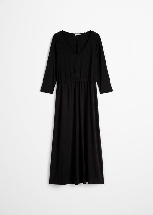Long jersey dress flared — Black