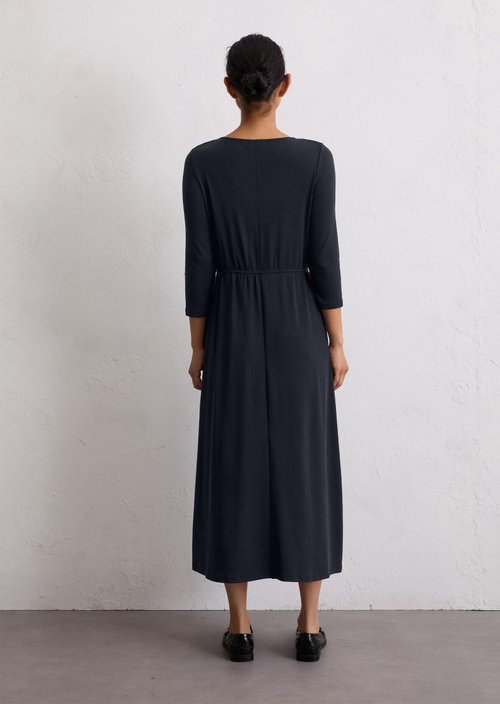 Long jersey dress flared — Deep Night Blue