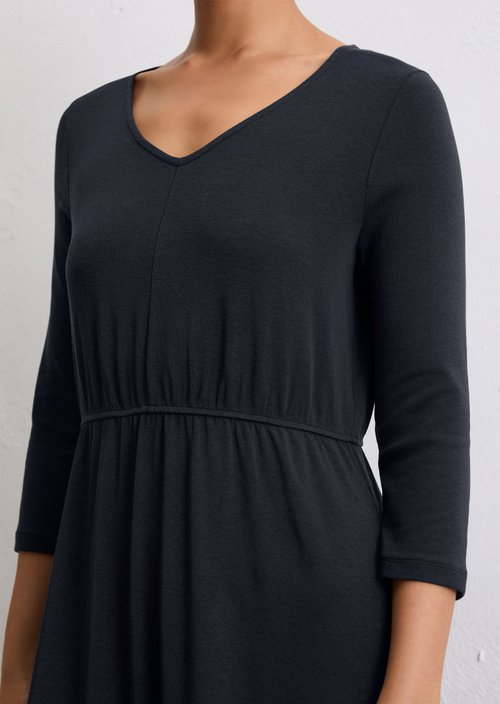 Long jersey dress flared — Deep Night Blue