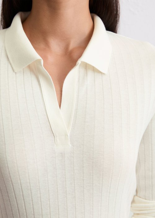 Jersey polo shirt regular — White Cotton