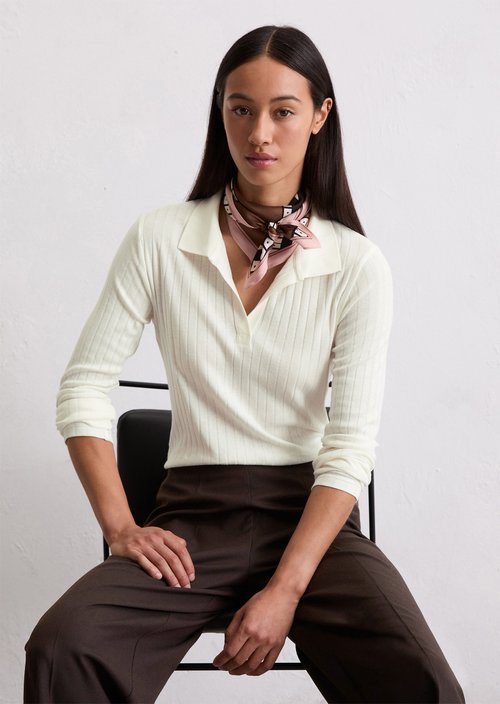 Jersey polo shirt regular — White Cotton