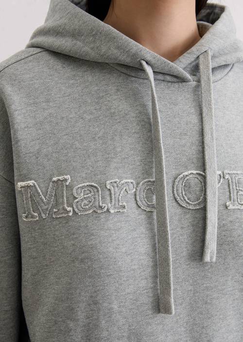 Relaxte hoodie met logo Light Grey Melange in detailaanzicht