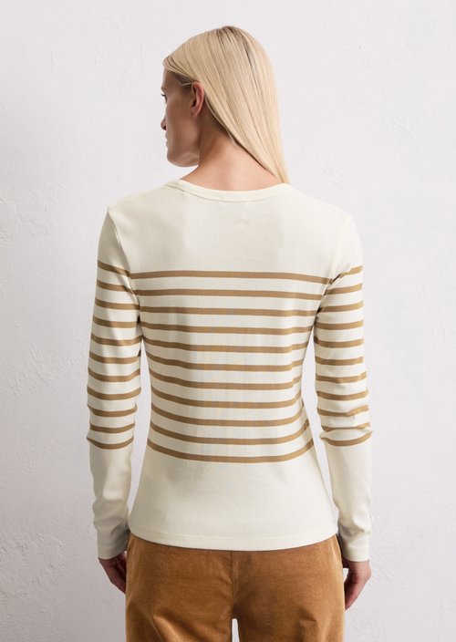 Striped longsleeve slim — Medium Brown