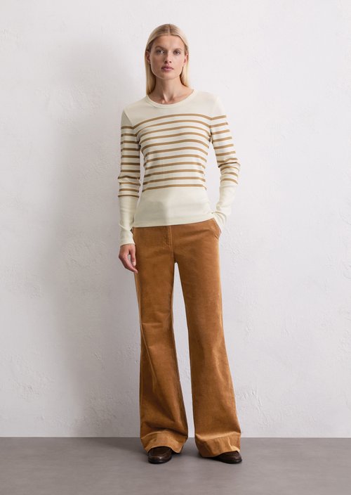 Striped longsleeve slim — Medium Brown