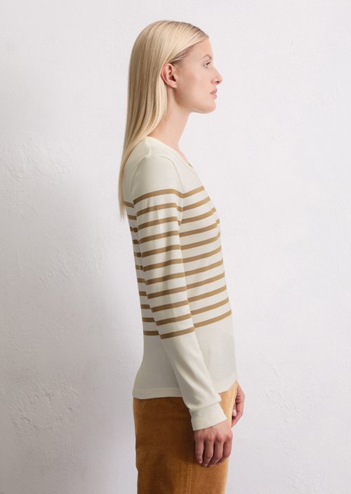 Striped longsleeve slim — Medium Brown