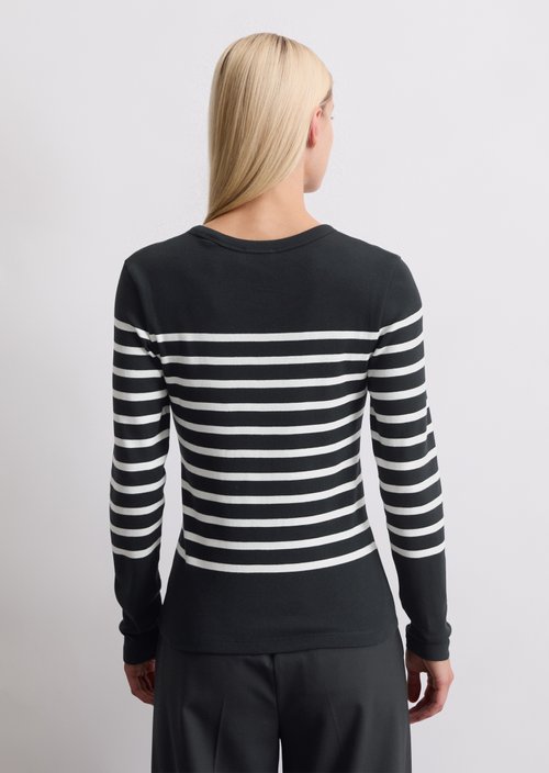 Striped longsleeve slim — Dark Blue