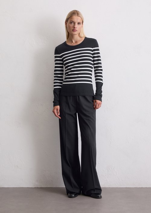 Striped longsleeve slim — Dark Blue
