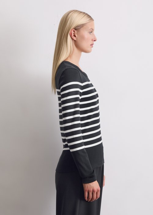 Striped longsleeve slim — Dark Blue