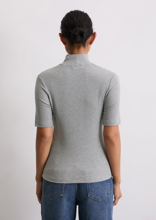Turtleneck T-shirt slim — Light Grey Melange