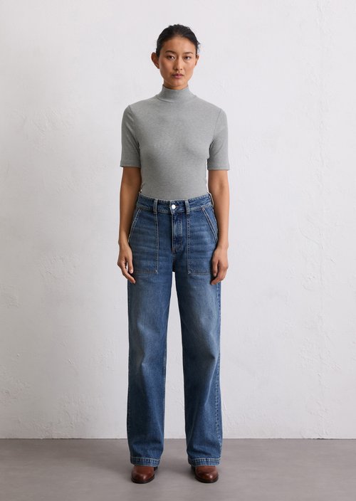 Turtleneck T-shirt slim — Light Grey Melange