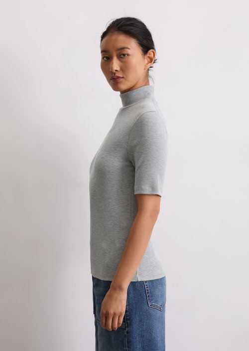 Turtleneck T-shirt slim — Light Grey Melange