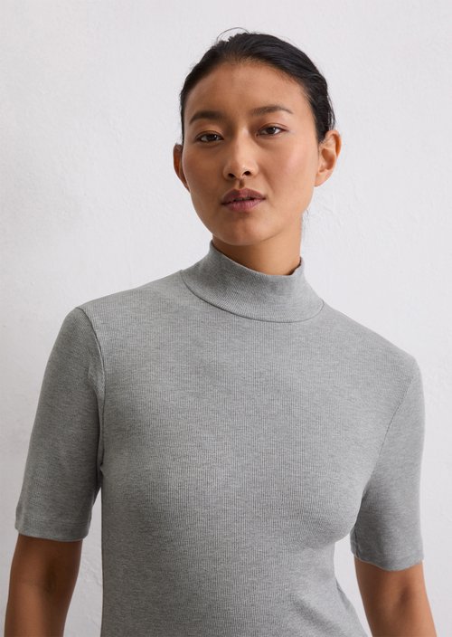 Turtleneck T-shirt slim — Light Grey Melange