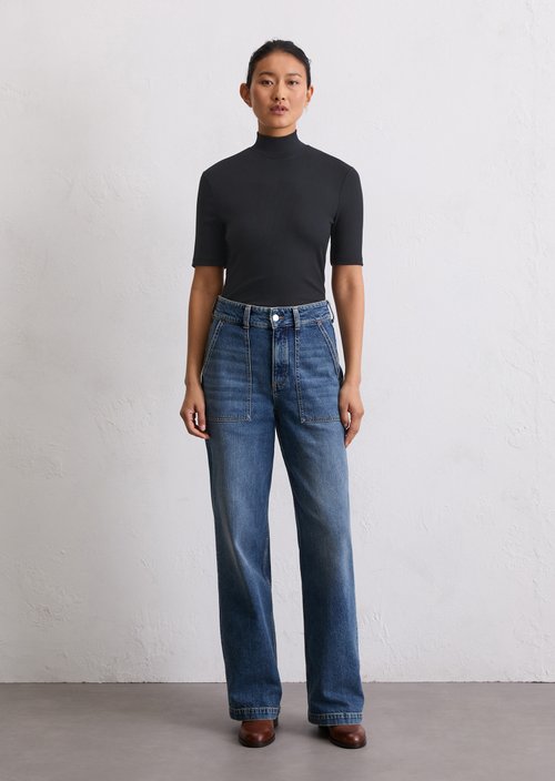 Turtleneck T-shirt slim — Deep Night Blue