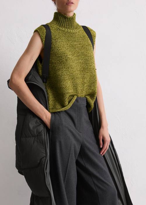 Puffer donsjas met capuchon regular Dark Grey Melange in detailaanzicht