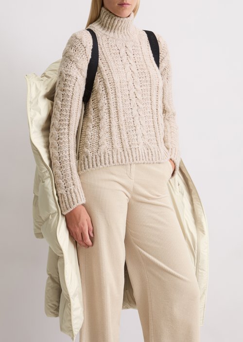 Puffer down hooded coat regular — Light Oat