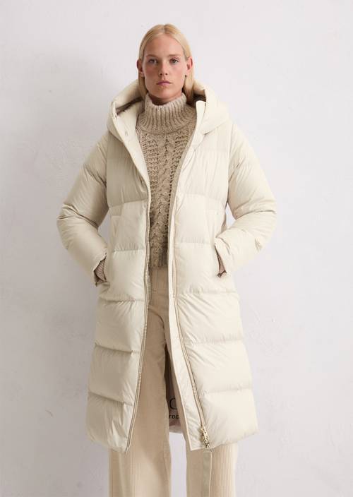 Puffer donsjas met capuchon regular Light Oat in vooraanzicht