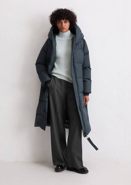 Puffer donsjas met capuchon regular Dark Navy in vooraanzicht