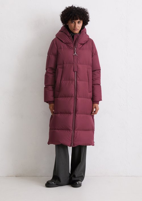 Puffer down hooded coat regular — Aubergine Red