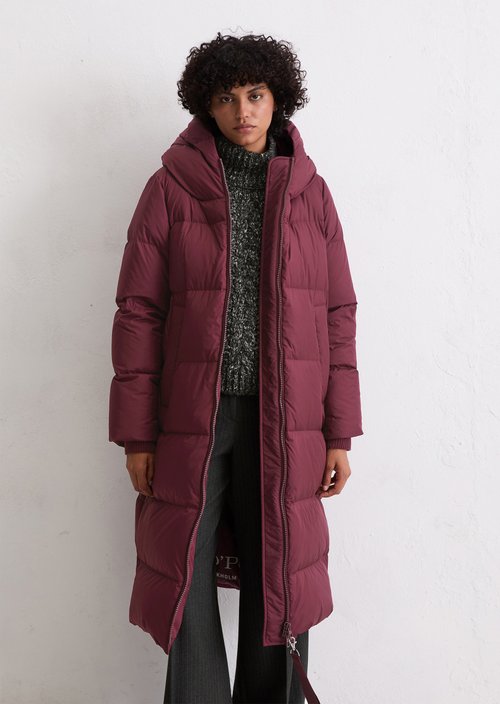 Puffer down hooded coat regular — Aubergine Red