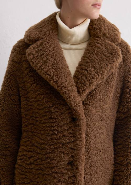 Cappotto Teddy rilassato Pure Chocolate in vista dettagliata