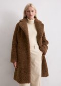 Teddy coat relaxed made from recycled polyester - brown | Coats