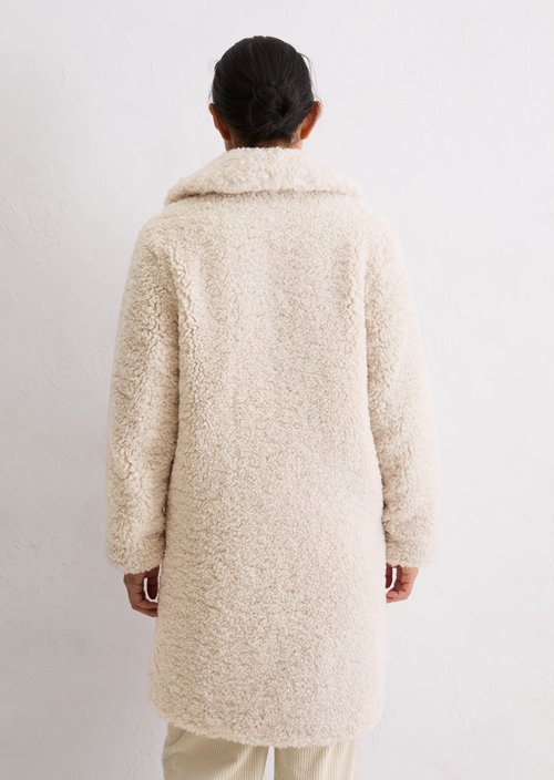 Teddy coat relaxed — Light Oat (alternate view)