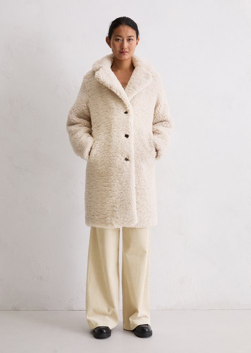 Teddy coat relaxed — Light Oat