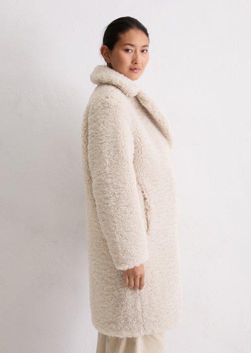 Teddy coat relaxed — Light Oat