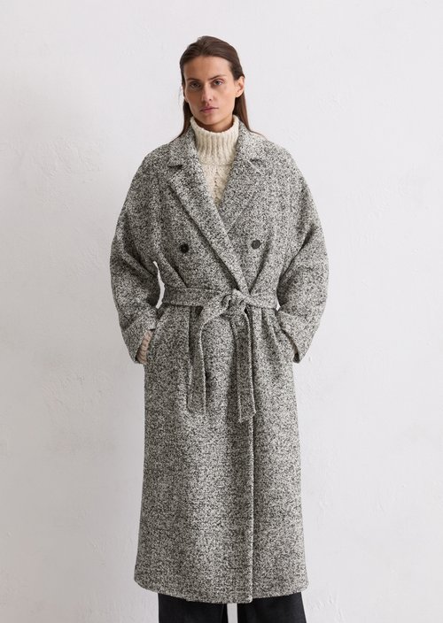Bouclé wool coat relaxed — Dark Brown