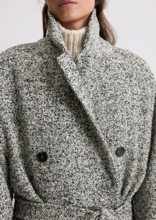 Bouclé wool coat relaxed — Dark Brown